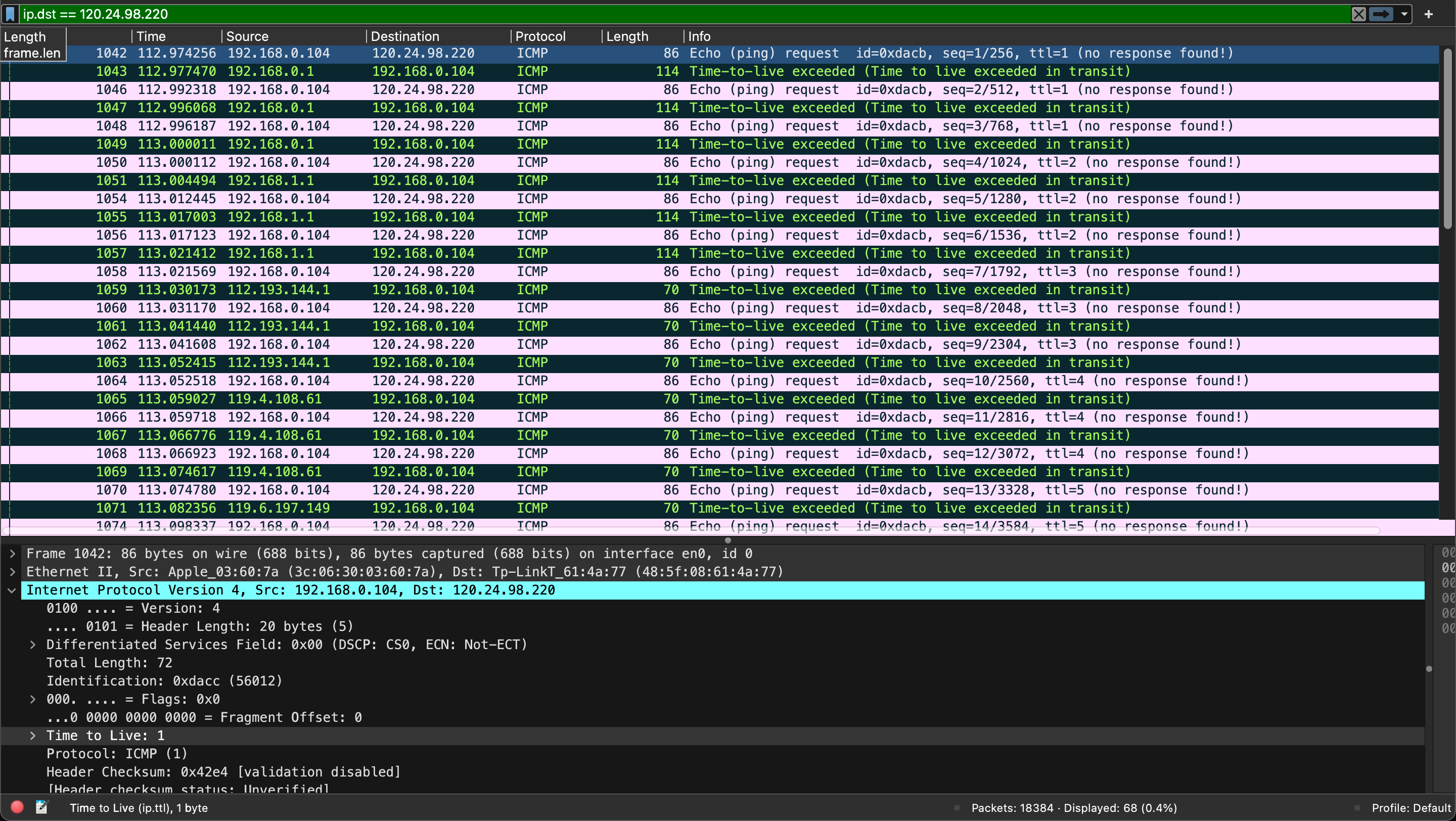 traceroute-ICMP-Wireshark